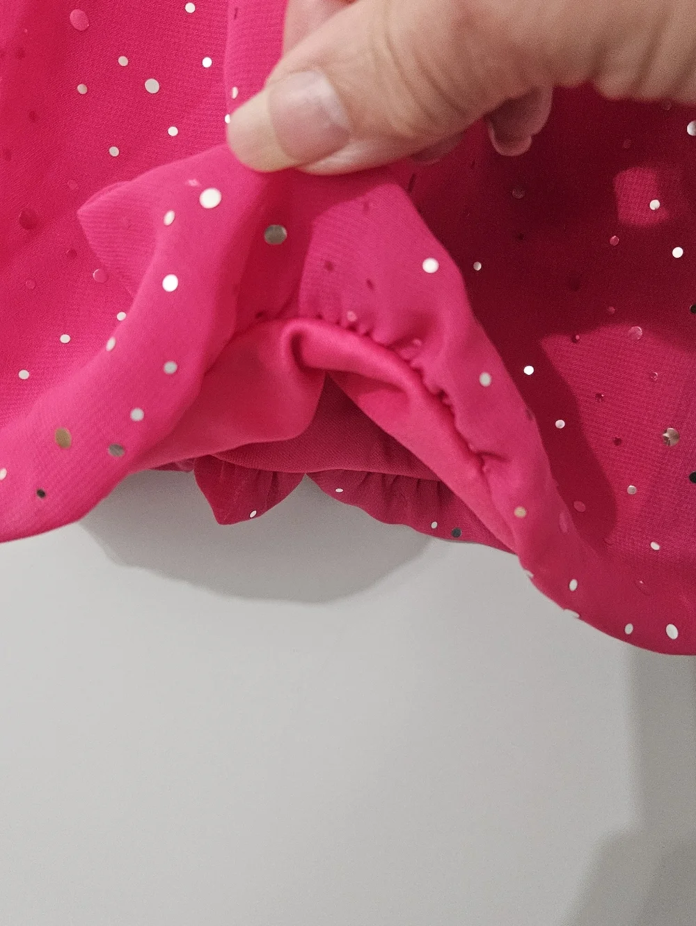 Polka Dot Dress Baby Girl 6-9M Puff Sleeve Bow‎ Party Bubble Hem Pink Metallic
